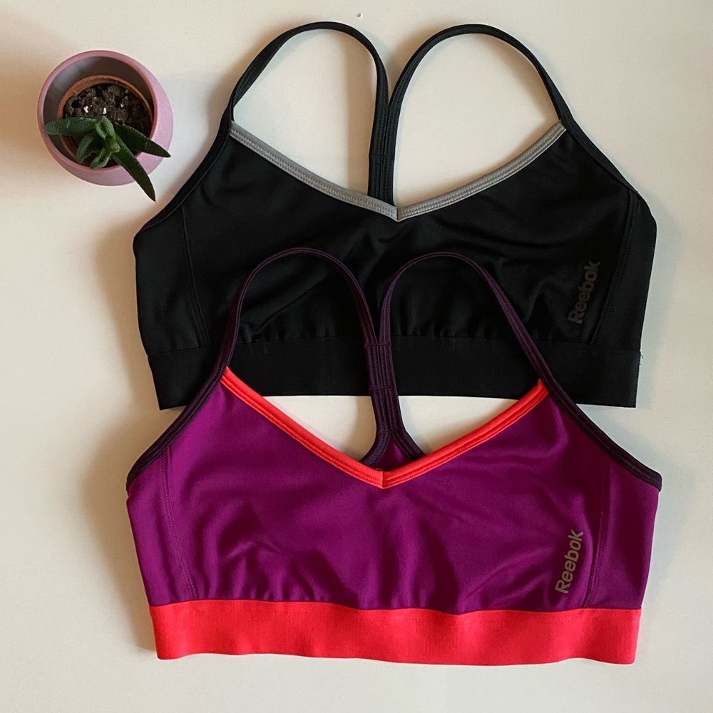 Bundle of two Reebok Playdry Sports Bras T-Back Straps